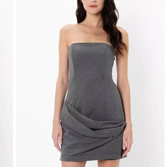 Zara Strapless Mini Dress NWT Grey - Picture 2 of 10